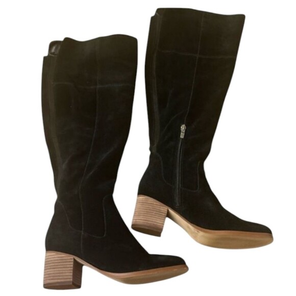 marc fisher women's black wide-calf faux suede over the knee boots size 8.5 - Picture 2 of 5